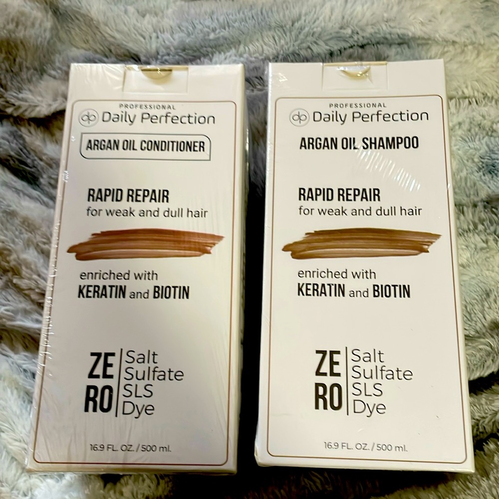 Daily Perfection Rapid Repair Argan Oil Shampoo & Conditioner NIB bundle!
